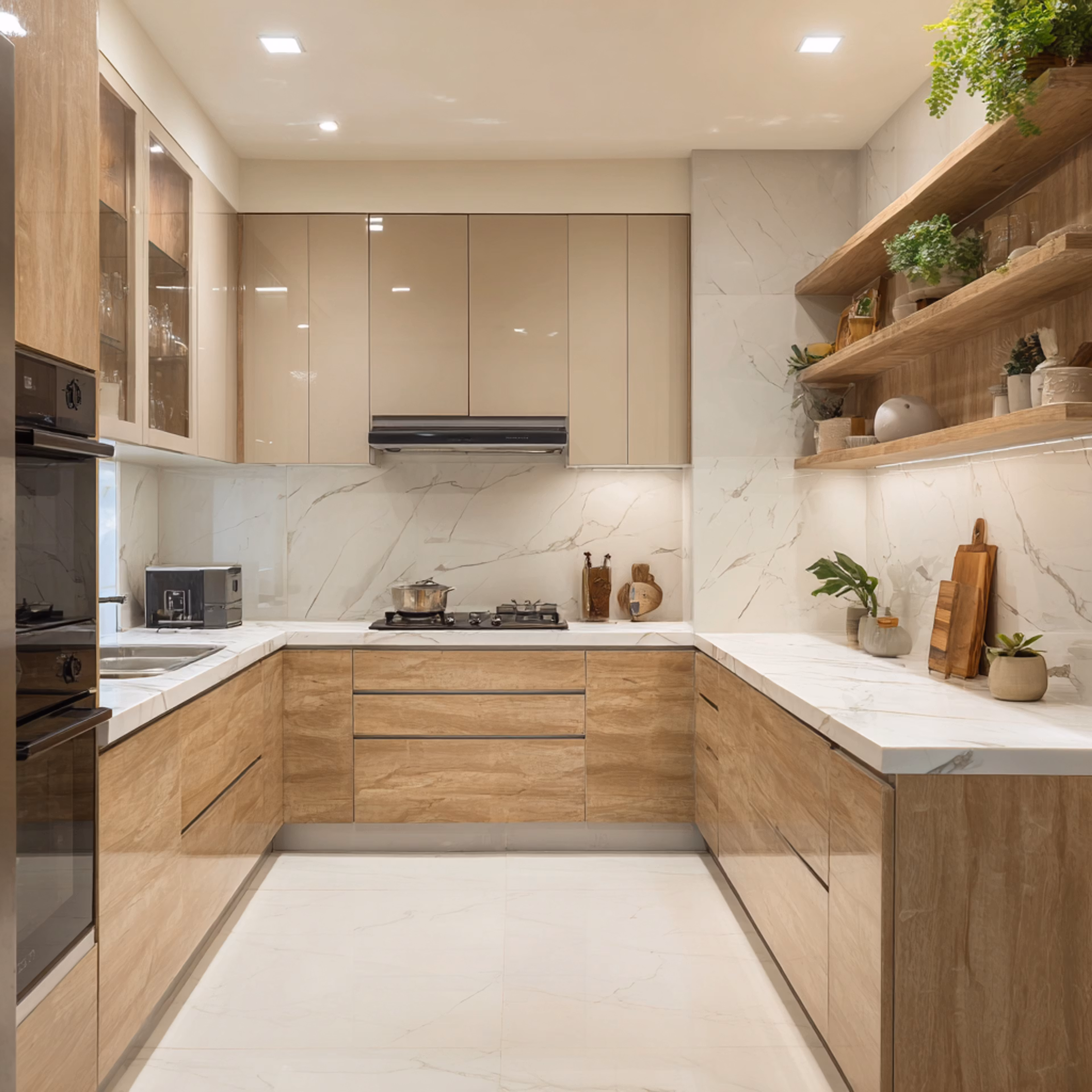 Sandy Shore U-Shaped Modular Kitchen